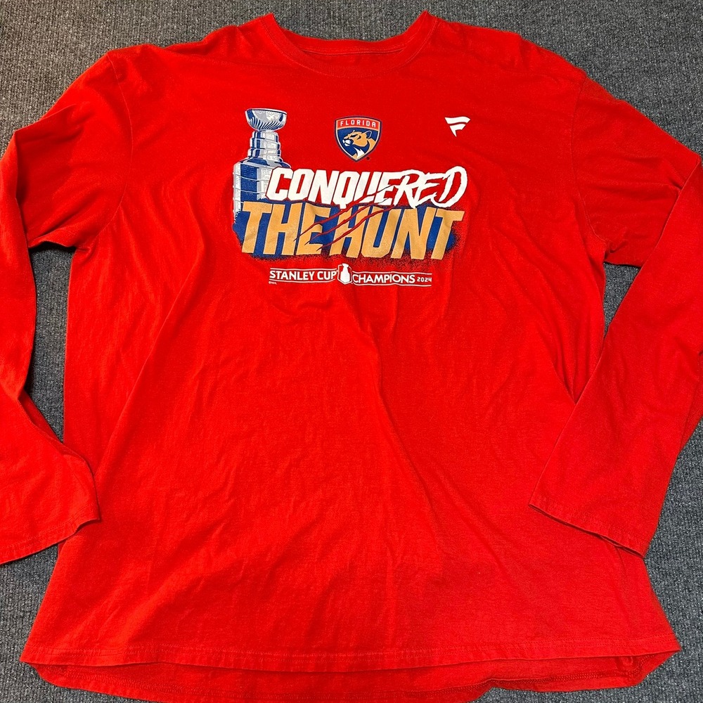 Florida Panthers Fanatics Stanley Cup Champions 2024 Red Long Sleeve Shirt 3XL